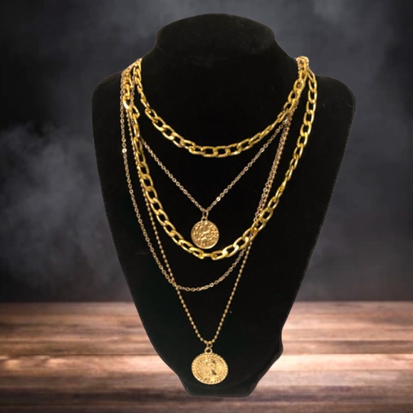 "Without Words" Gold Layered Coin Necklace Set - Picture 5 of 15